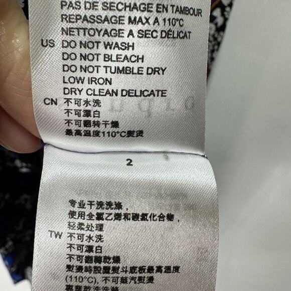 Sandro Paris Silk Paisley Mini Shift Dress in Blue Print Size 2 - Picture 10 of 11